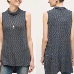 Left of Center ANTHROPOLOGIE High-Low Sleeveless Mock Turtleneck Top - Sz Medium